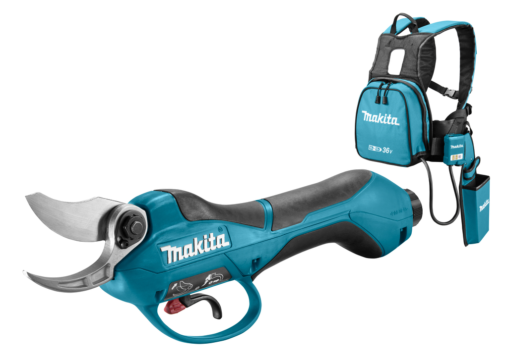 The Makita electric pruner shear for the heavier work with 35% more power, easily cuts branches up to 33mm