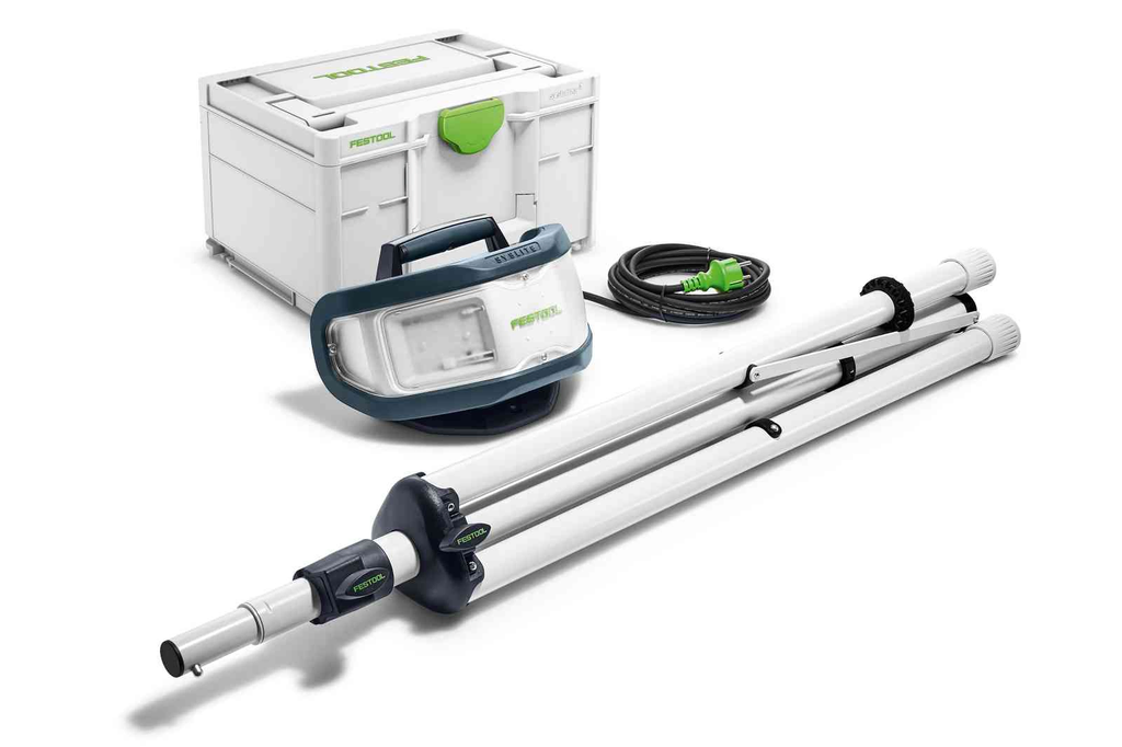 The Festool working light with tripod enlightens the whole working space. Easy and affordable rental with BIYU