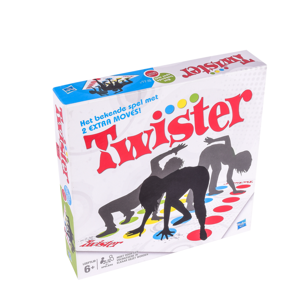 Hasbro Twister met 2 extra moves in doos makkelijk en goedkoop huren bij BIYU