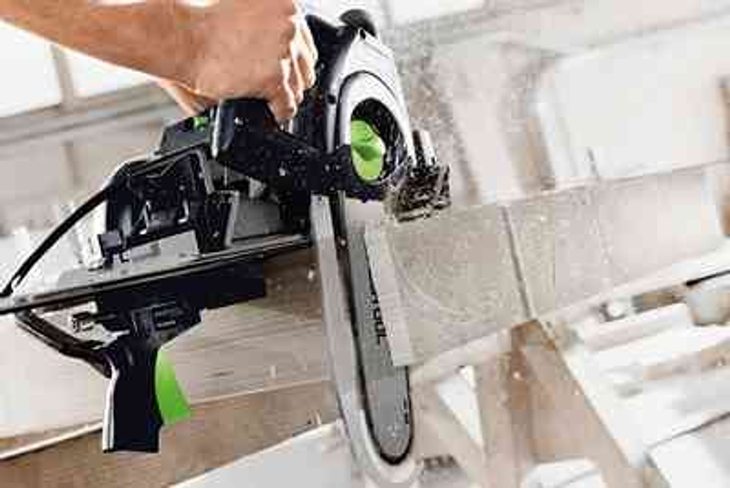 The Festool sword saw is perfect for cutting wooden fibreboards and more. Easy and affordable rental with BIYU.