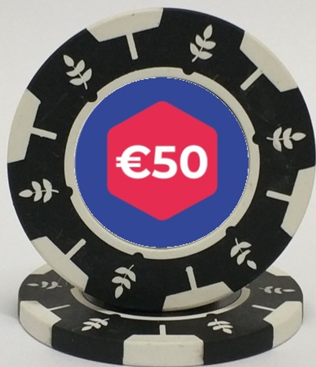 Pokerset Chip of 50 Euros. Affordable rental with BIYU.