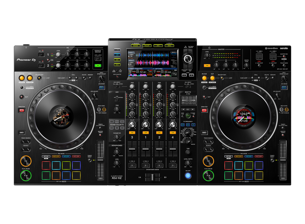 Rent the Pioneer DJ XDJ-XZ at BIYU - All-in-one DJ system for professional and amateur DJs. With jog wheels, performance pads, and 4-channel mixer for perfect beats.