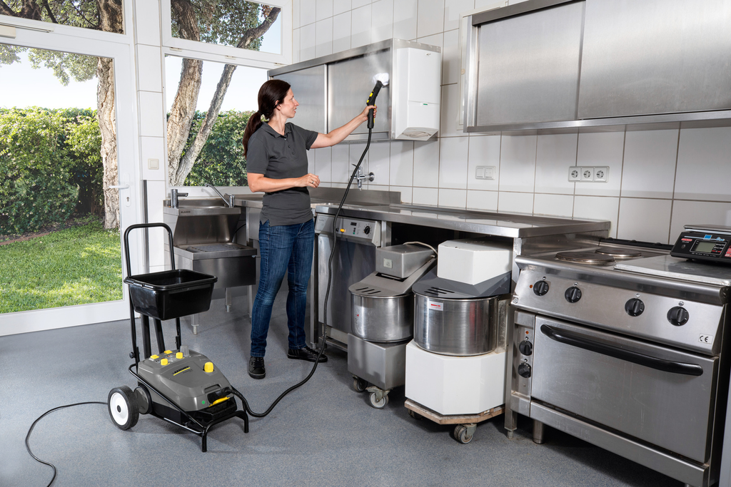 Affordably rent Kärcher professional compact steam cleaner SG 4/4 for disinfecting your kitchen with BIYU