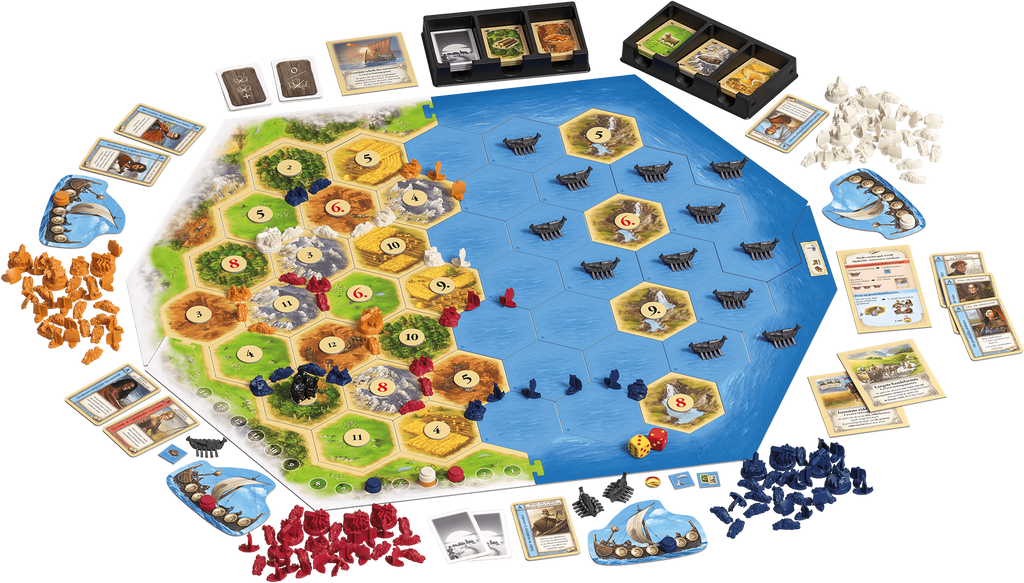 999 Games Kolonisten van Catan Zeevaarders uitbreiding bord en inhoud makkelijk goedkoop huren bij BIYU