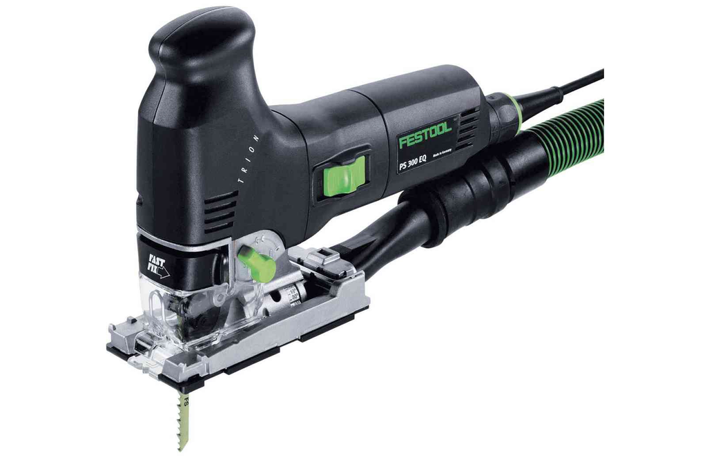 Rent the Festool TRION PS 300 EQ-Plus Pendulum Jigsaw at BIYU for accurate and efficient cutting. Powerful, versatile, and equipped with adjustable speed, LED light, and dust extraction.