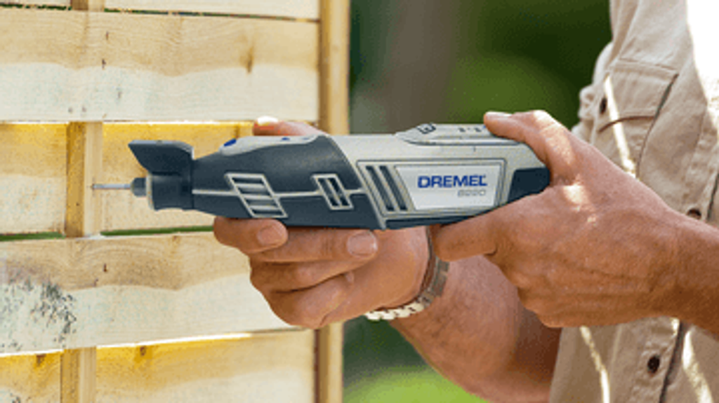 Dremel cordless Multi-tool 12V Li-ion used for wall renovation. Affordable rental with BIYU.