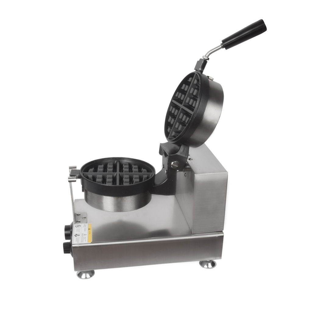 ALDKitchen Professional Dutch Waffle Maker with open lid. Affordable rental with BIYU.
