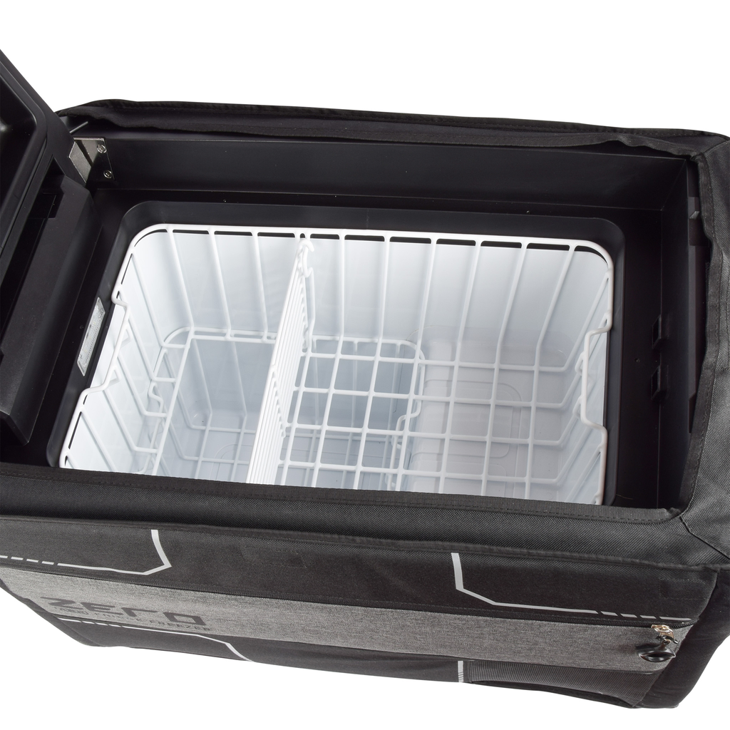 ARB Portable Electronic Freezer. Lid open on picture with rack shown inside. Affordable rental with BIYU.