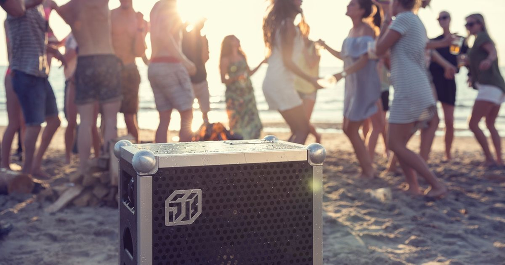 Beach party with Soundboks portable speaker rent at BIYU
