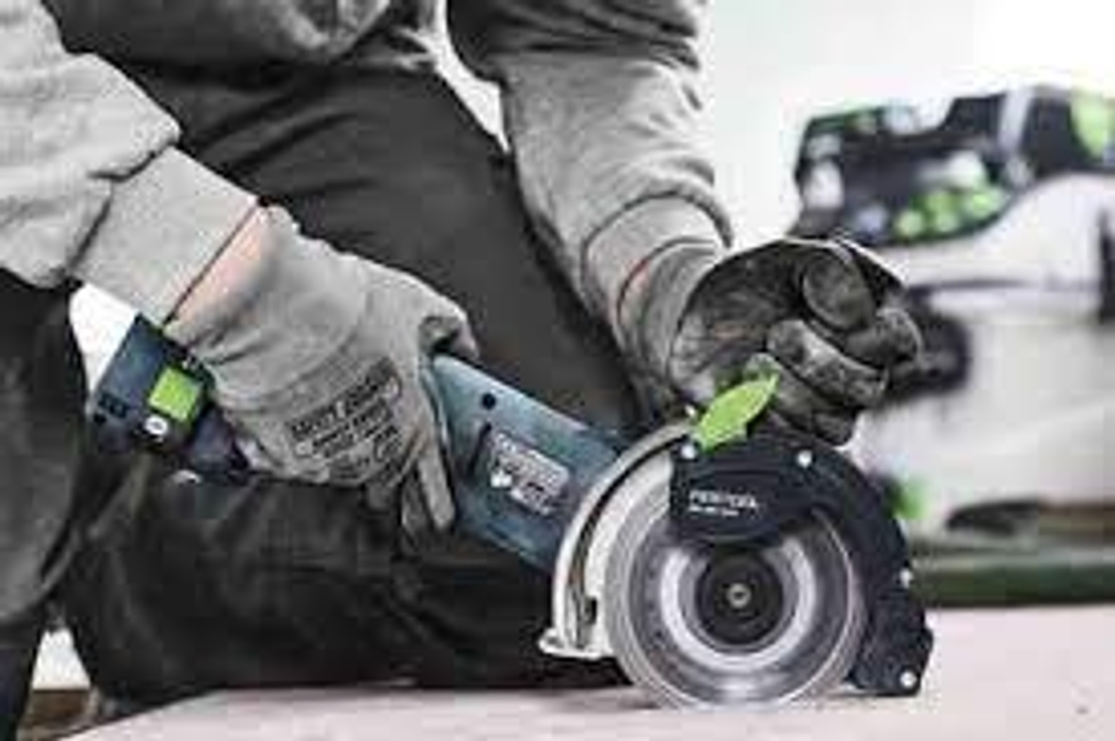 The Festool cordless angle grinder to smoothly grind hard material like stone and metal. Easy and affordable rental with BIYU