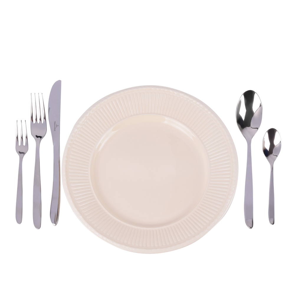BIYU chic diner set | 6 personen wedgwood bord en villeroy & boch bestek makkelijk en goedkoop huren bij BIYU