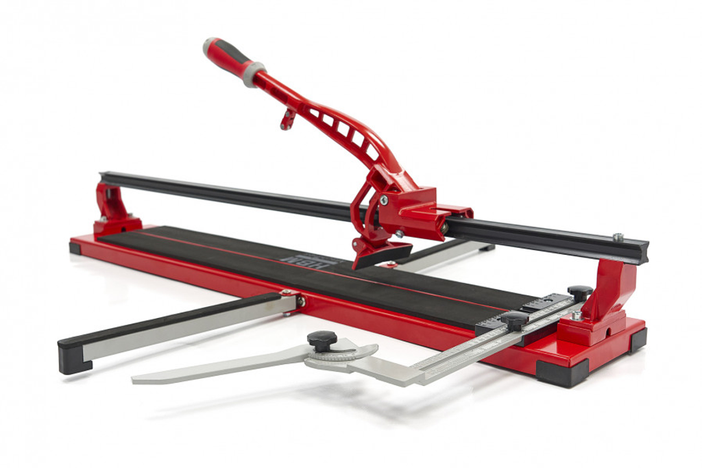 Rent the professional tile cutter with guide rail for accurate cutting of large tiles from BIYU. Product photo of the HBM Machines 10116. Cutting length of 1000 mm.