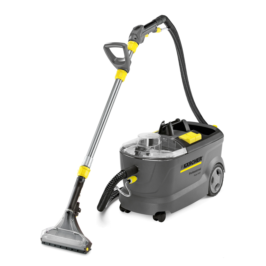 Rent the Kärcher Puzzi carpet cleaner to deep clean your couch, carpet, car seats and so on!