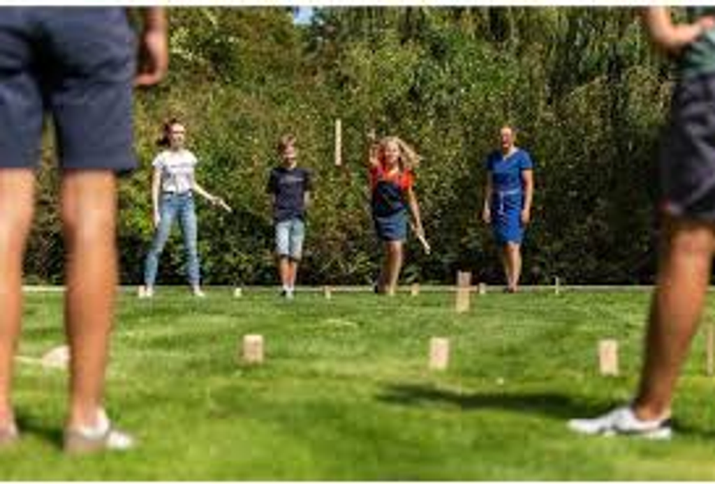 The Kubb Game XXL made of solid wood available from BIYU through a subscription.