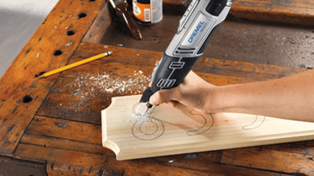Dremel cordless Multi-tool 12V Li-ion engraving wood. Affordable rental with BIYU.