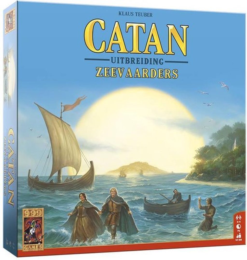 Catan Board Game Expansion Seafarers. The cardboard of the game is shown. Affordable rental with BIYU.