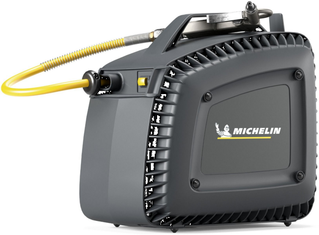 Huur draagbare Michelin MLB-Go Compact luchtcompressor bij BIYU.  Compressor om gemakkelijk banden op te pompen of om je werkruimte schoon te maken