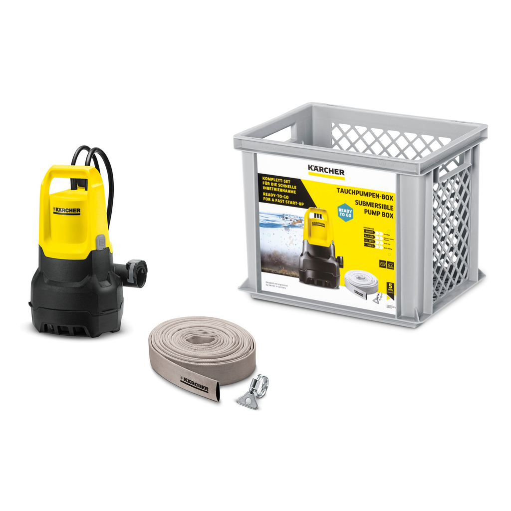 Rent the Karcher SP 5 Dirt submersible pump at BIYU for efficient transfer of dirty water. Ideal for draining basements, pools, ponds, and wells.