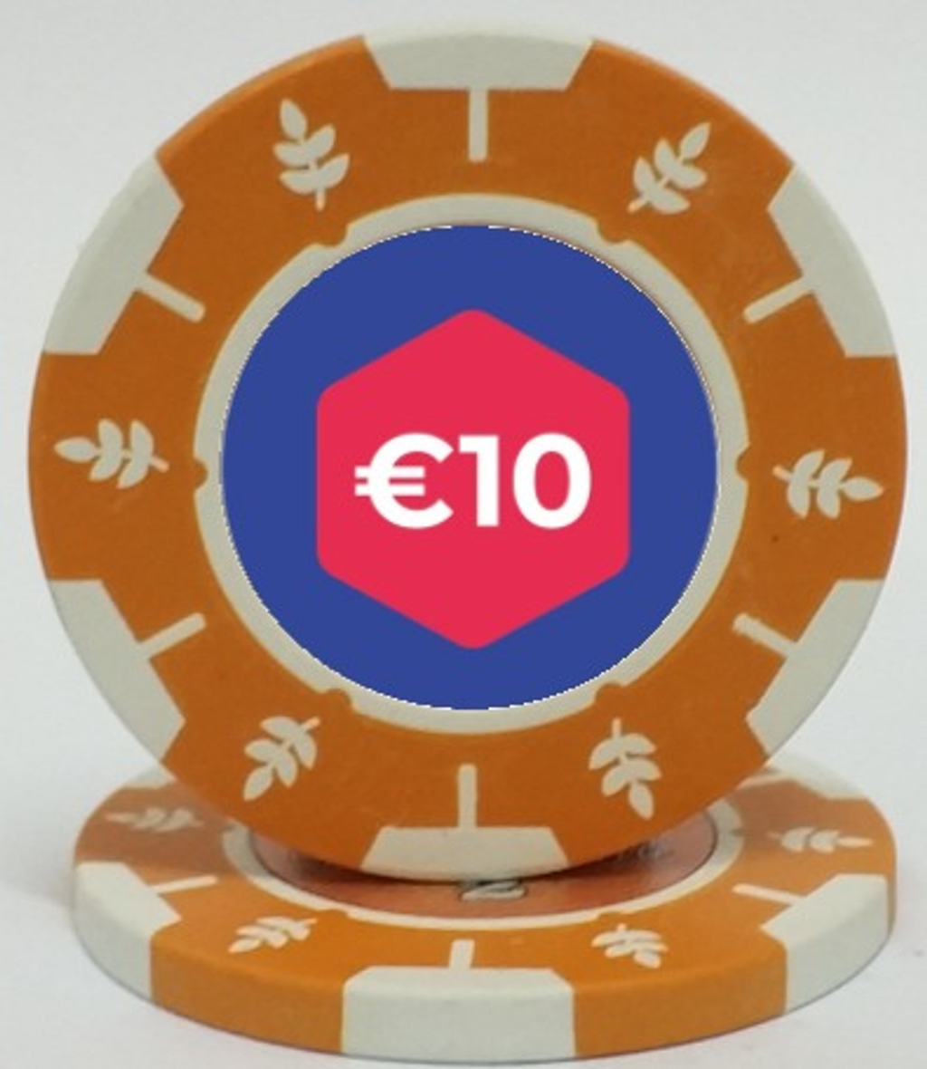 Pokerset Chip of 10 Euros. Affordable rental with BIYU.