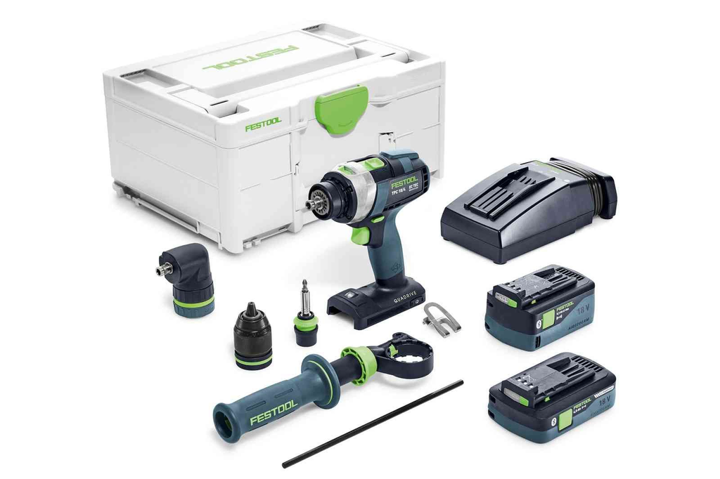 Rent the Festool TPC 18/4 5,2/4,0 I-Set Quadrive cordless drill at BIYU. Powerful and ideal for precision work and drilling in hard materials.