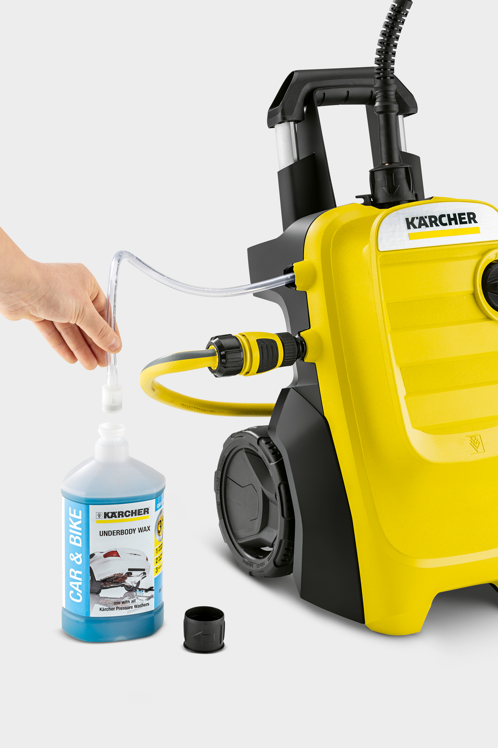 Rent this Kärcher compact, yet super powerful pressure washer used adding detergent now from BIYU!