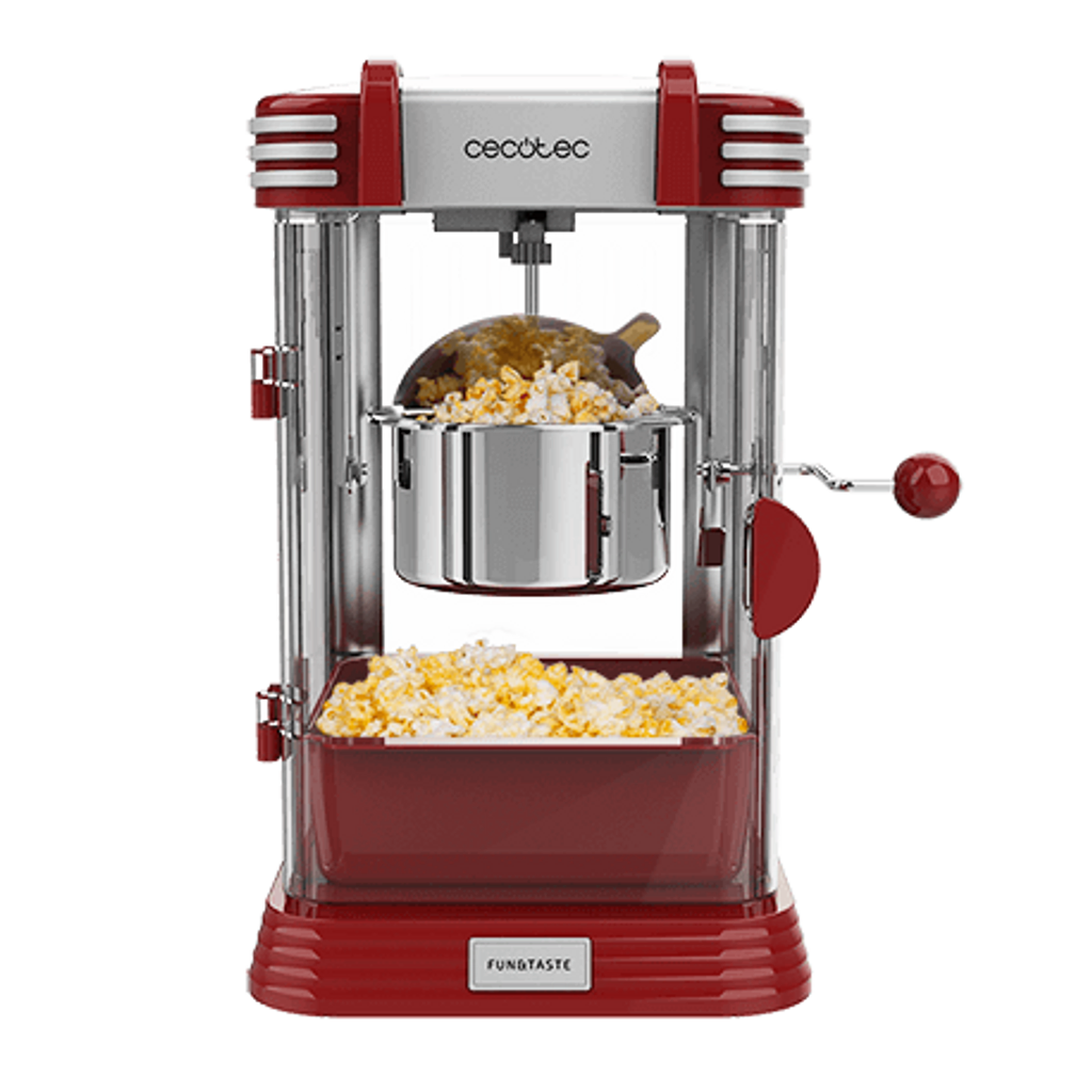 Rent the stylish Cecotec 300W Popcornmachine Retro from BIYU for the perfect popcorn experience! Make delicious popcorn with the stainless steel kettle and built-in stirring mechanism. Ideal for home cinema and parties!
