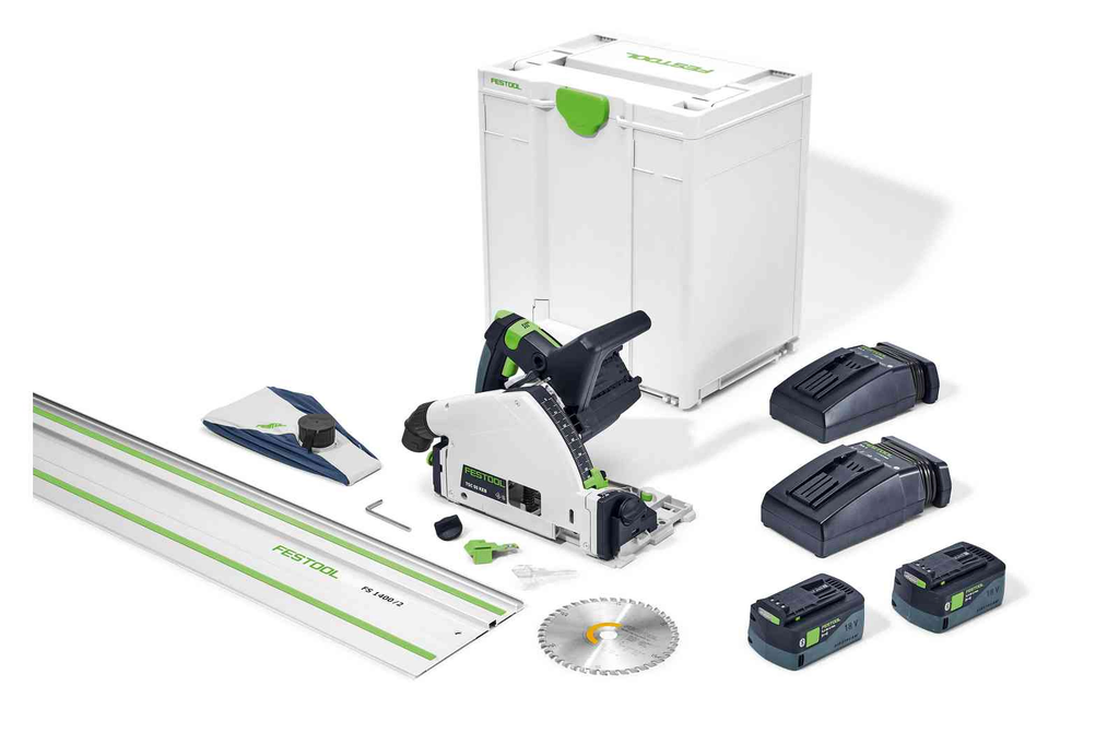This Festool cordless track saw is perfect for cutting chipboard to size. Easy and affordable rental with BIYU.
